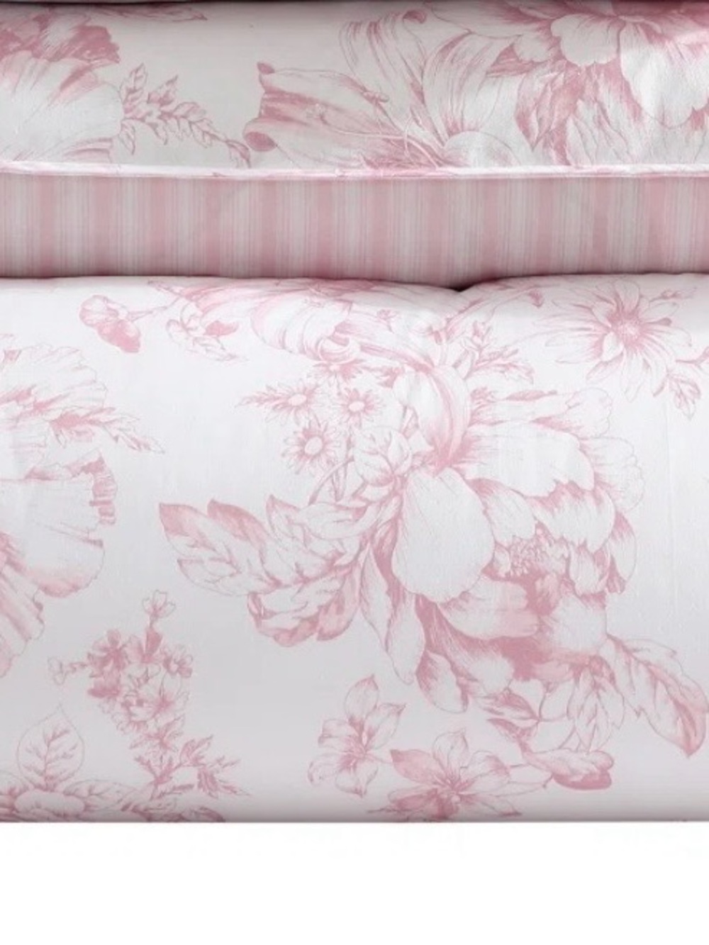 NIB Laura Ashley Twin XL Delphine Pink Reversible Floral Cotton Comforter Set